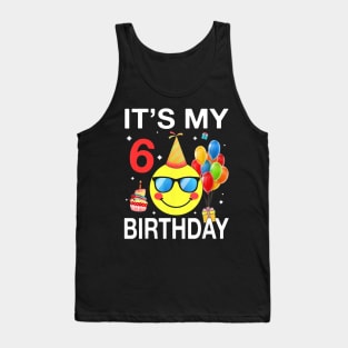 Kids Emoji Its My 6th Birthday T-Shirt Fun 6 Years Old Tank Top